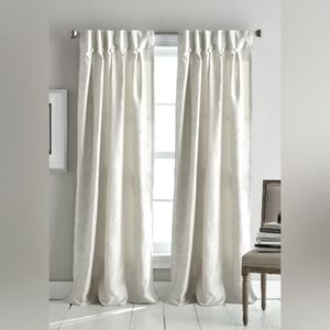 DKNY silver/gray velvet curtains with buttons - mint like new condition